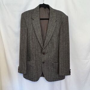 Vintage Farah Mens Blazer Suit Jacket Sport Coat 40R Gray Herringbone Tweed